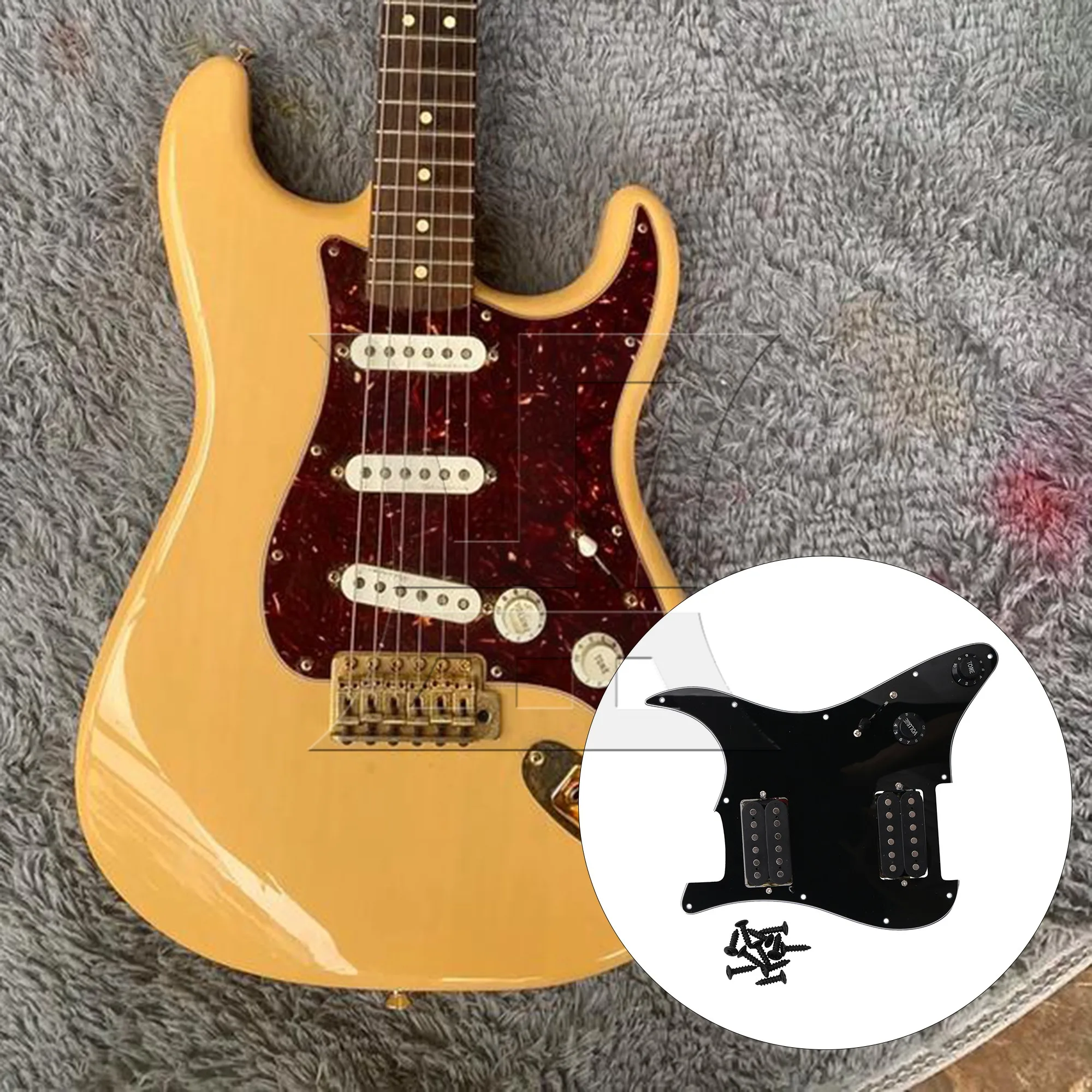 

YIBUY Loaded Dual Pickup Pickguard 3-ply 11.02"x8.82" for Electric Guitars w/ Screw