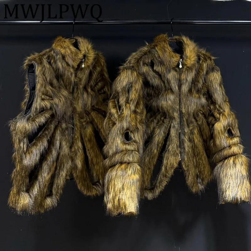 

MWJLPWQ меховой дизайн, уличное пальто для мужчин, воротник-стойка, молния, утолщенное высококачественное модное пальто унисекс в стиле ретро 12891