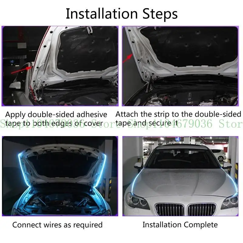 652F Flexible Daytime Running Light Strip CarHood Decorative LED Light Strip DRL Lamp 12V 10W Bight Headlight