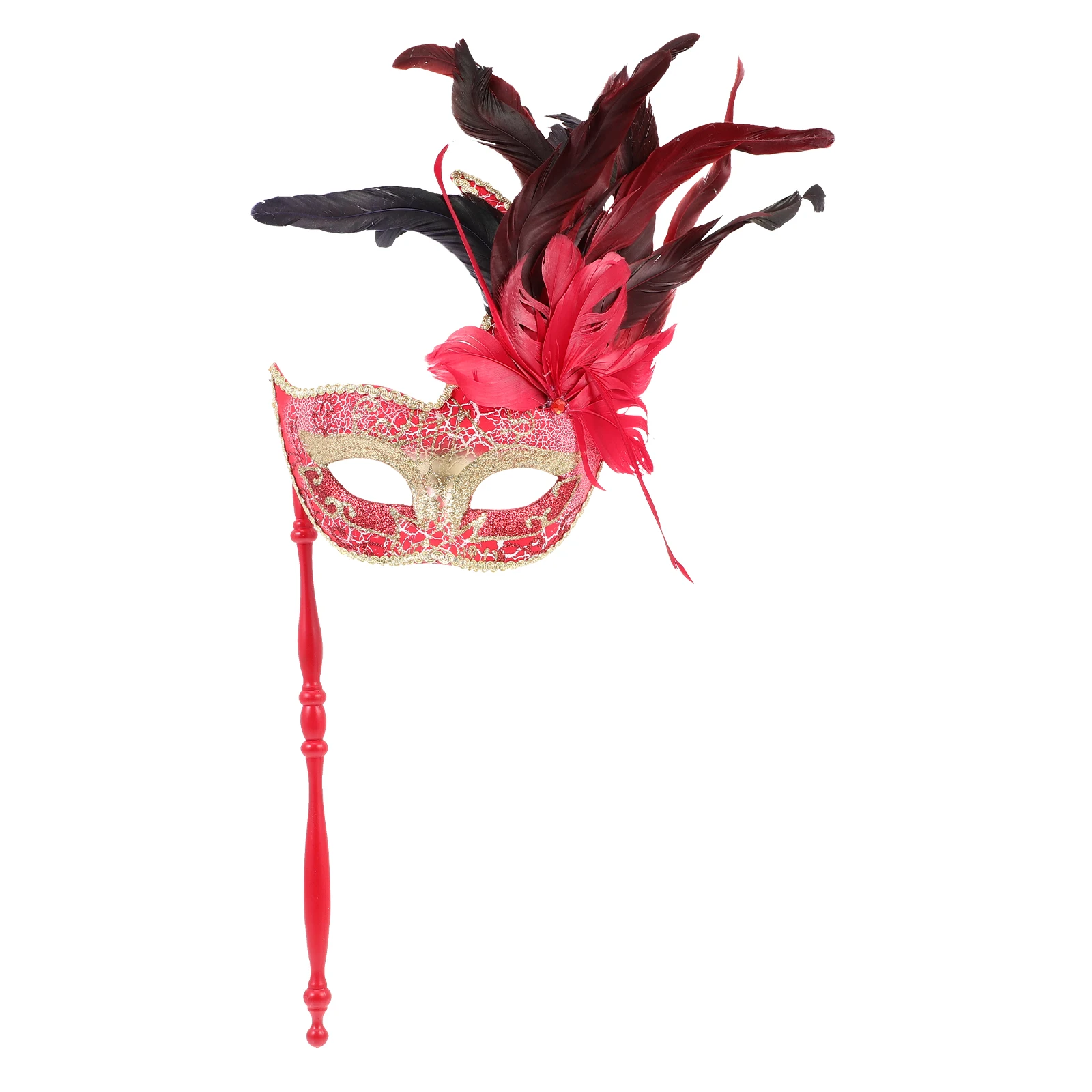 

Women Handheld Masquerade Masks Plume Masquerade Mask with Stick Halloween Carnival Cosplay Mask Ornament Festival Costume Party