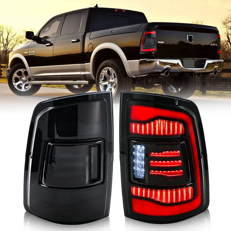 For Dodge Ram 1500 2500 3500 2009-2018 LED Tail Lights Assembly Pair Red Clear Lens High Power DRL Stop Turn Signal Lamp