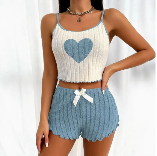 Women's Heart Print Cami & Shorts Set - usage example