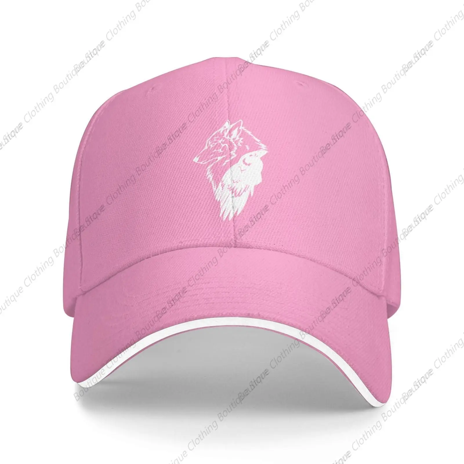 Viking Nordic Wolf Rune Sandwich Baseball Cap Men's Women's Classic Adjustable Sandwich Baseball Cap Pink