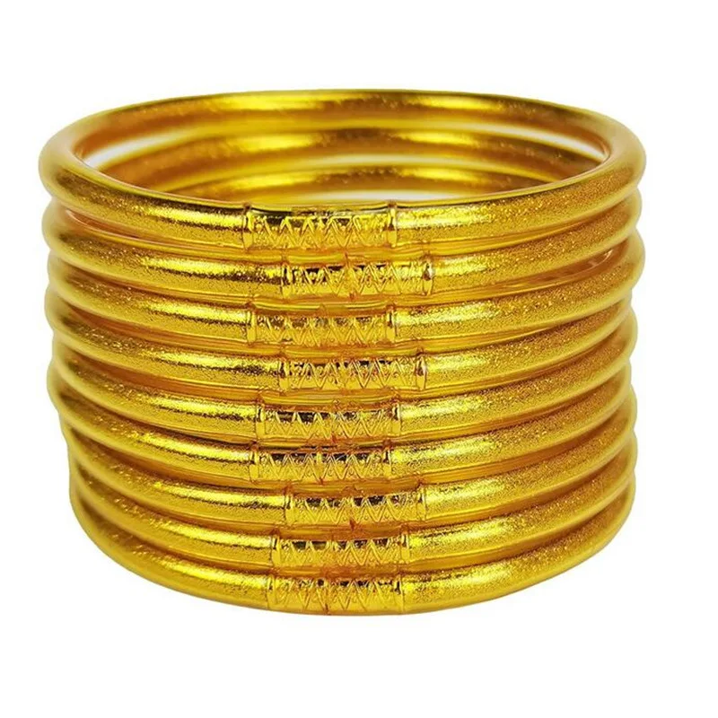 9-layer Gold Powder Bracelet Double and Triple Combination Shiny Candy-colored Silicone Multi-layer Women's Bracelet