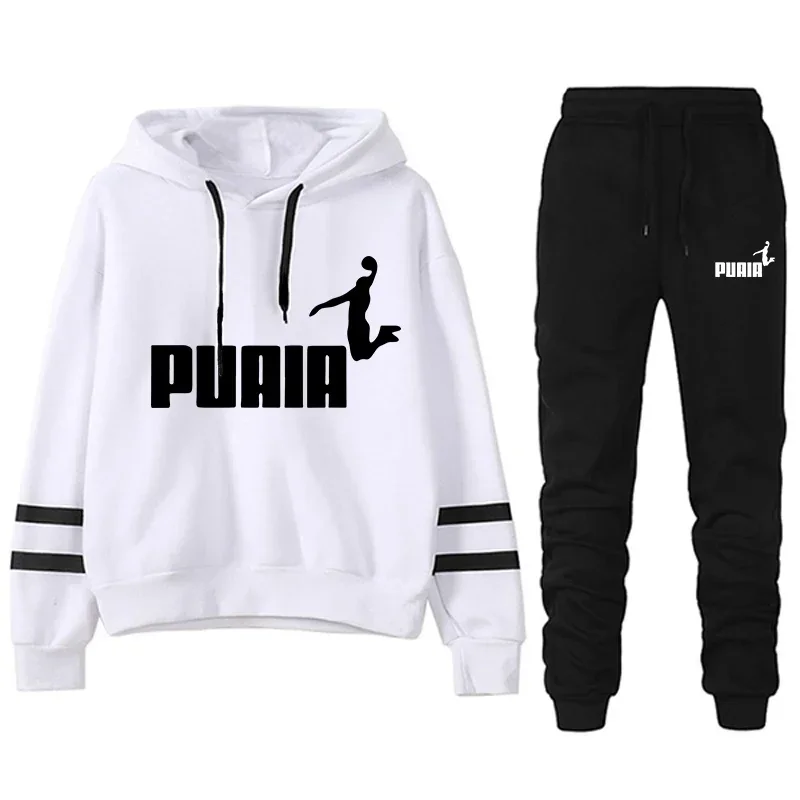 Tuta da jogging da donna autunno inverno Tuta sportiva casual Felpa con cappuccio a righe quotidiana ampia e comoda Set da due pezzi Set coordinati