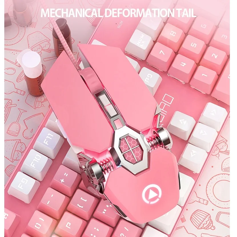 

Pink Wired Gaming Mouse with Backlit Light Silent Click 3200DPI for Desktop Laptop PC - Office And Gamer Ergonomic Mice 5312