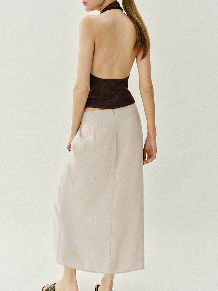 New Summer Women's Pure Color Knot Design Midi Skirt Wrapping Scarf Stylish Dress for Daily Wear Age 26-35 Other Material 100%