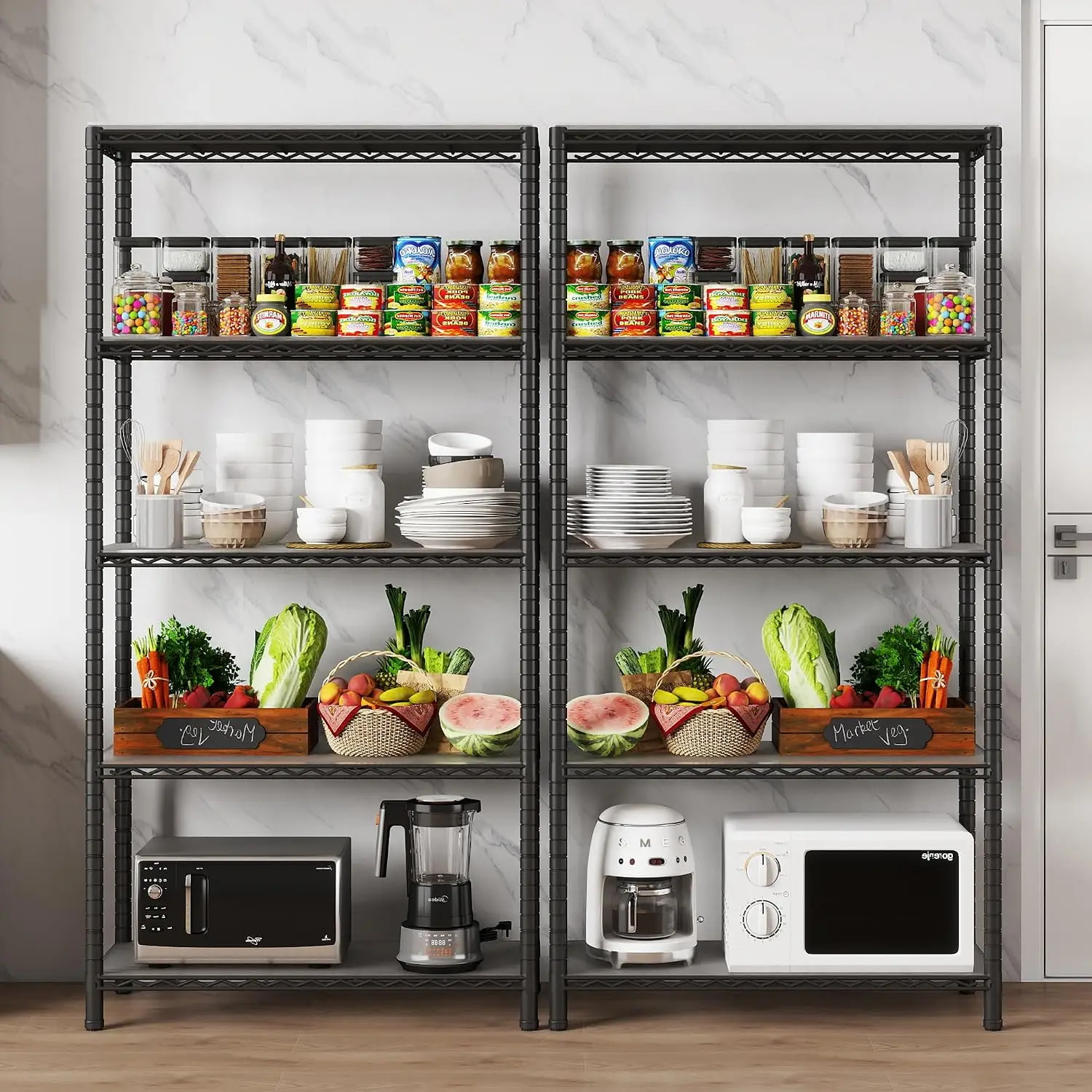 5 Tier Metal Storage Shelves Adjustable 30x14x47 Inch 150 LBS Garage Shelving Unit Wire Rack, Customized