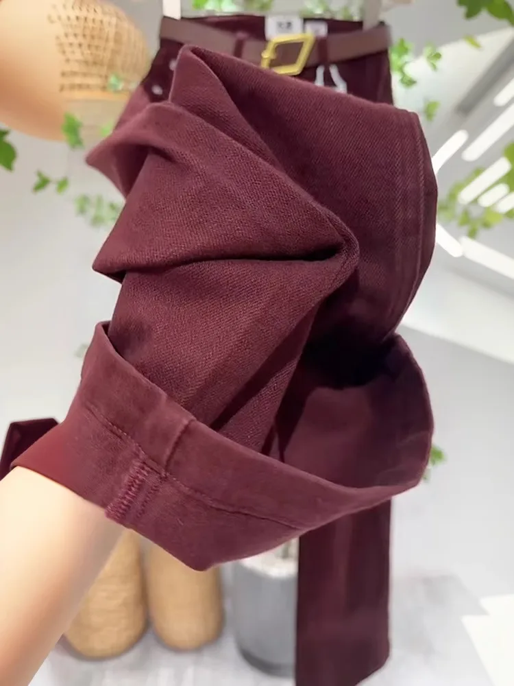 Ankela High Waist Wide Leg Jeans Women's Autumn Winter Fce Lined Straight Cut Denim Pants Slimming Loose Fit Hip Covering