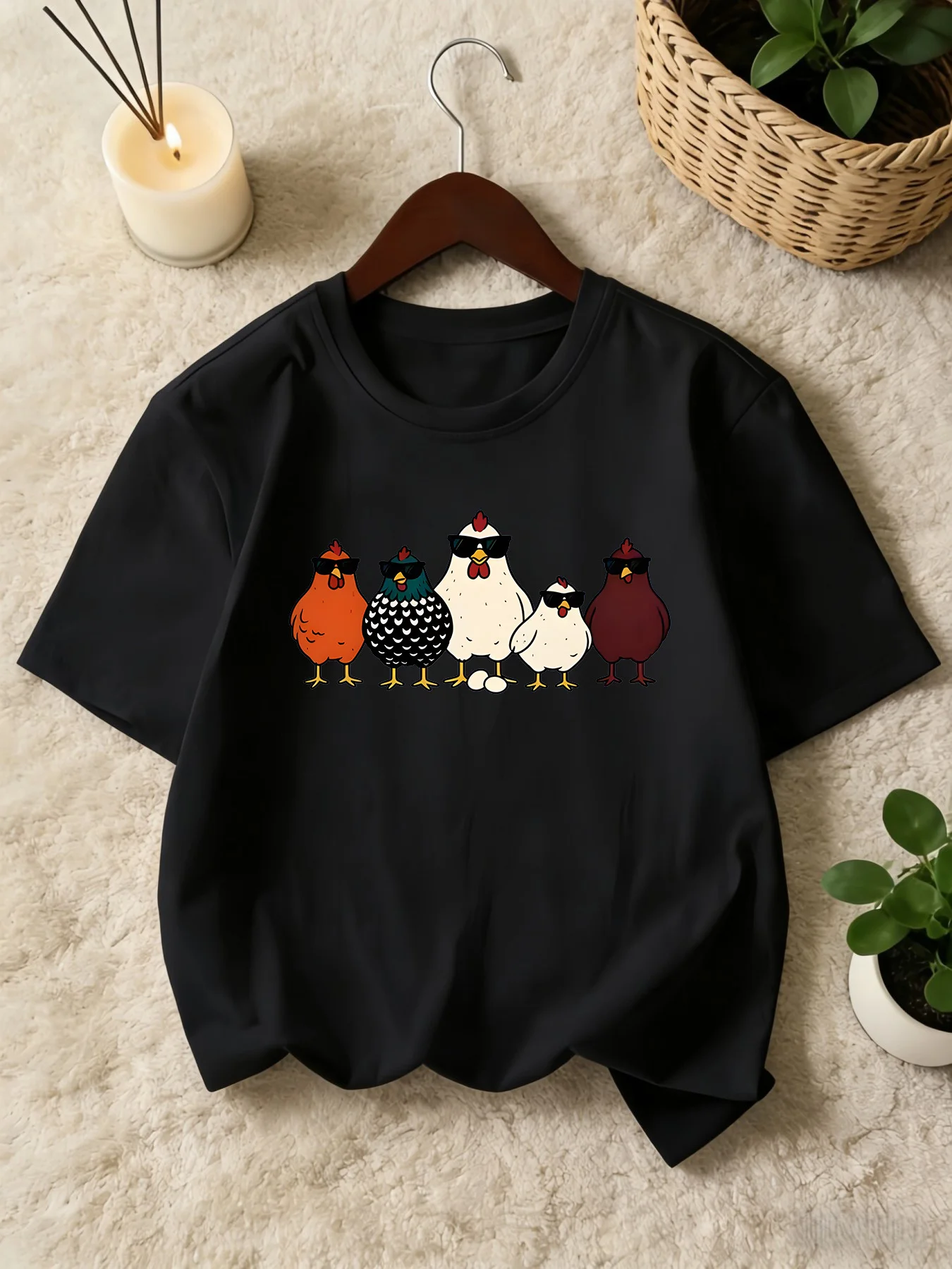 Cool Sunglasses Chicken Kids T Shirt Boys Girls Family Matching Tee Soft Cotton Short Sleeve Children Trendy Daily Casual Wear