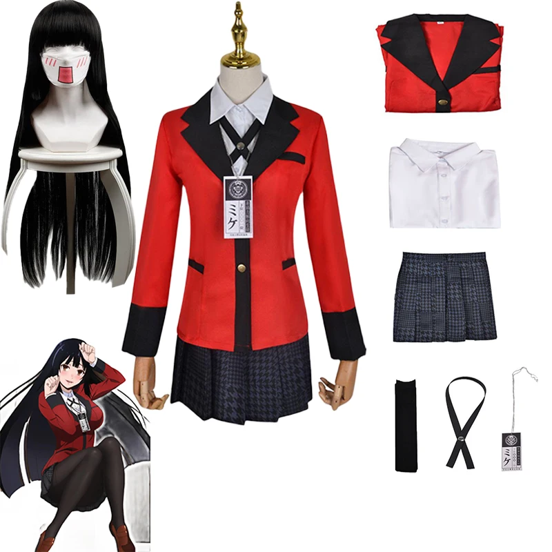 

Kakegurui Jabami Yumeko Cosplay Costume Halloween Sayaka Compulsive Gambler Anime School Girl Pleated Skirt Uniform Full Set