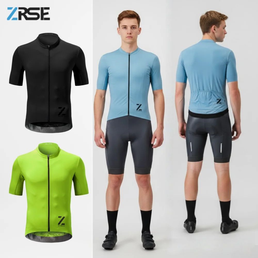

ZRSE Men's UPF 50+ Summer Cycling Jersey with Quick-Dry Breathable High-Elastic Fabric for MTB & Road Biking with YKK Zipper