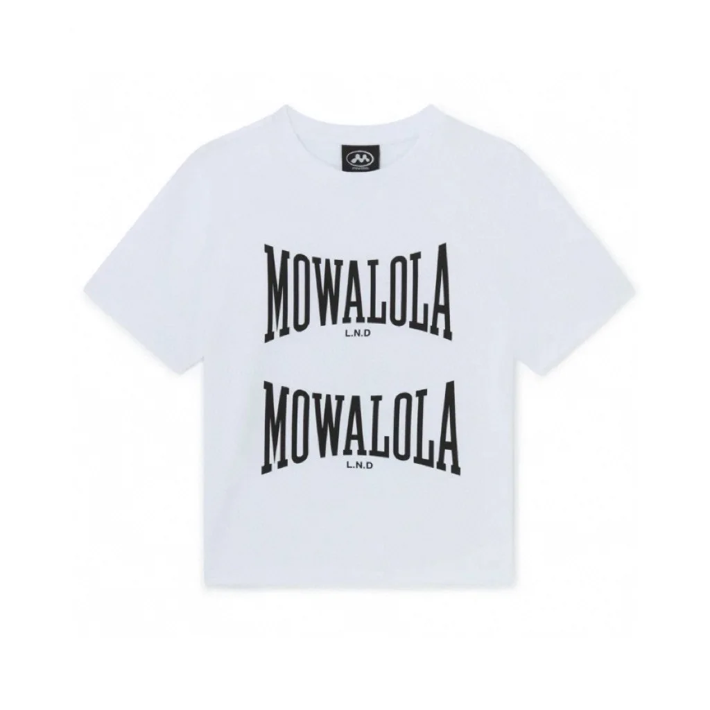 Mowalola Letter Print White T-Shirt - Slim Fit - Gender-Neutral Design for Both Men and Women