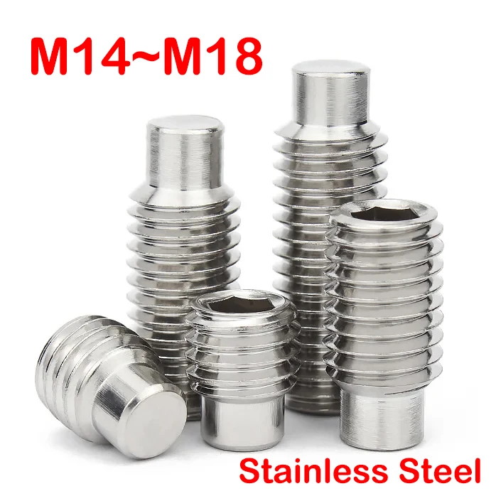 Hexagon Socket Convex End Headless Bolts M14 M16 M18 304 Stainless Steel Hexagon Socket Terminal Grub Convex End Screws