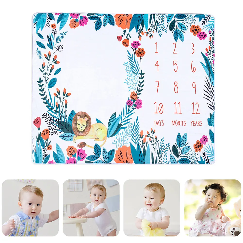 

1pc Monthly Flannel Blanket Newborn Photography Background Baby Milestone Prop Soft Swaddler Nursing Cover For Infants