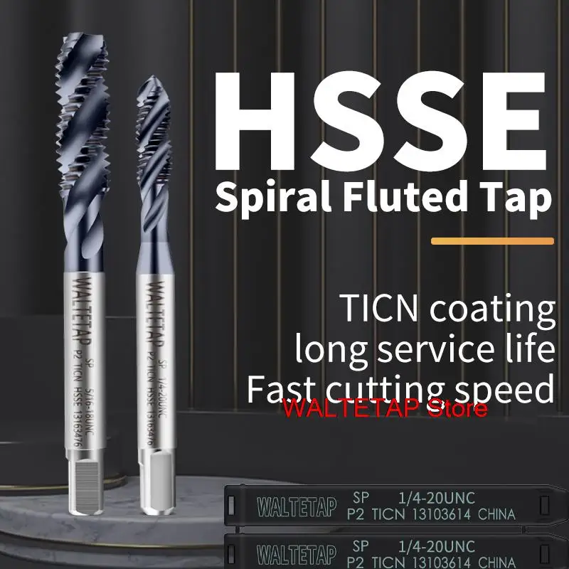 

HSSE-M35 With Ticn Spiral Fluted Tap UNC 1-64 2-56 3-48 4-40 5-40 6-32 10-24 12-24 1/4 5/16 3/8 7/16 1/2 Machine Thread Taps