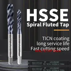 HSSE-M35 With Ticn Spiral Fluted Tap UNC 1-64 2-56 3-48 4-40 5-40 6-32 10-24 12-24 1/4 5/16 3/8 7/16 1/2 Machine Thread Taps