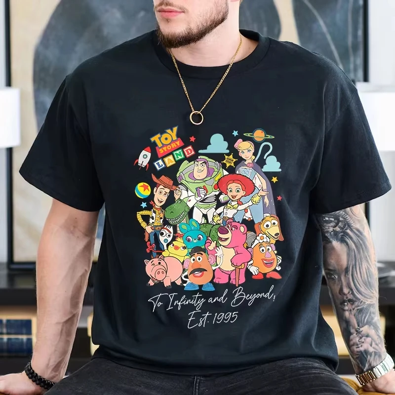 26 صيف خريف الرجال 1995 ديزني قصة لعبة "أرض لا نهاية لها" مطبوعة القطن تي شيرت امتصاص العرق تنفس محايد ملابس علوية #4