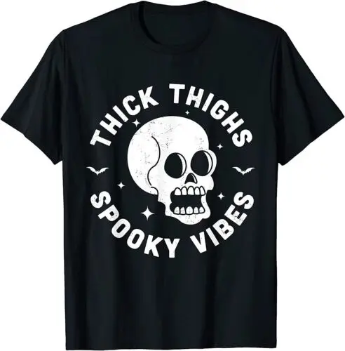 Thick Thighs Spooky Vibes Funny Halloween Skull Workout Gym T-Shirt