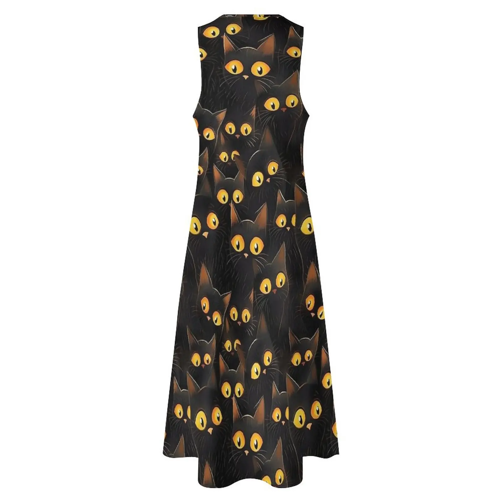 Halloween Donkere Katten Jurk Lente Esthetische Boho Strand Lange Jurken Dames Trendy Maxi Jurk Verjaardagscadeau