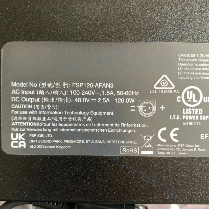LL Original for FSP 48V 2.5A 120W Power Supply FSP120-AFAN3 3-Pin Power Adapter