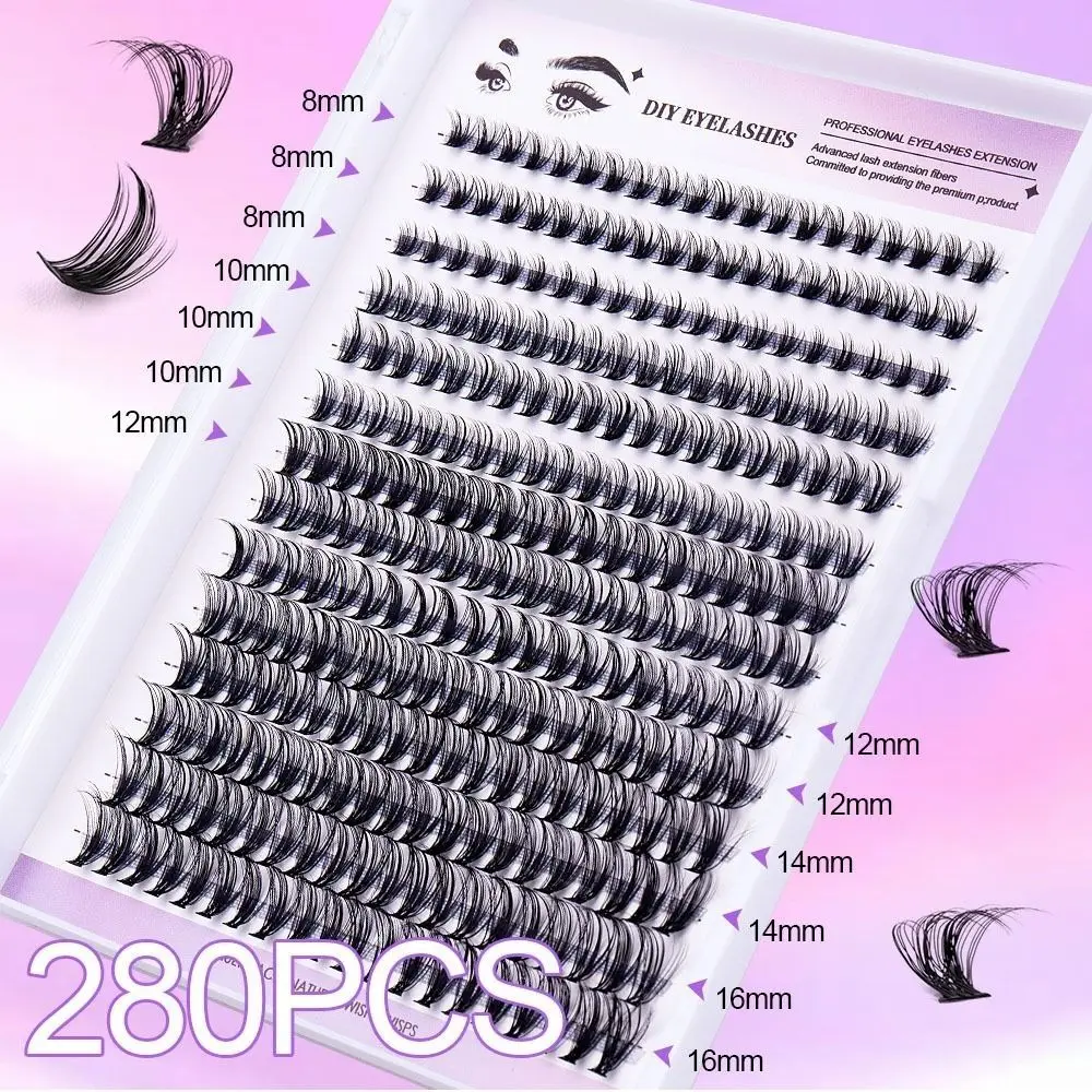 8-12mm False Eyelashes Bond and Seal DIY Lash Clusters with Lash Brush Lash Extension Clusters Eyelash Extensions