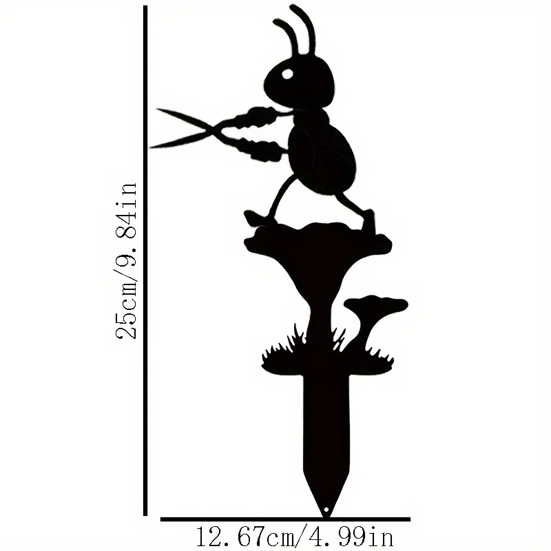 1pc Metal Rustic Country Ant Silhouette Garden Stake, Freestanding Metal Insect Sculpture, Iron Yard Art for Outdoor Home Decor