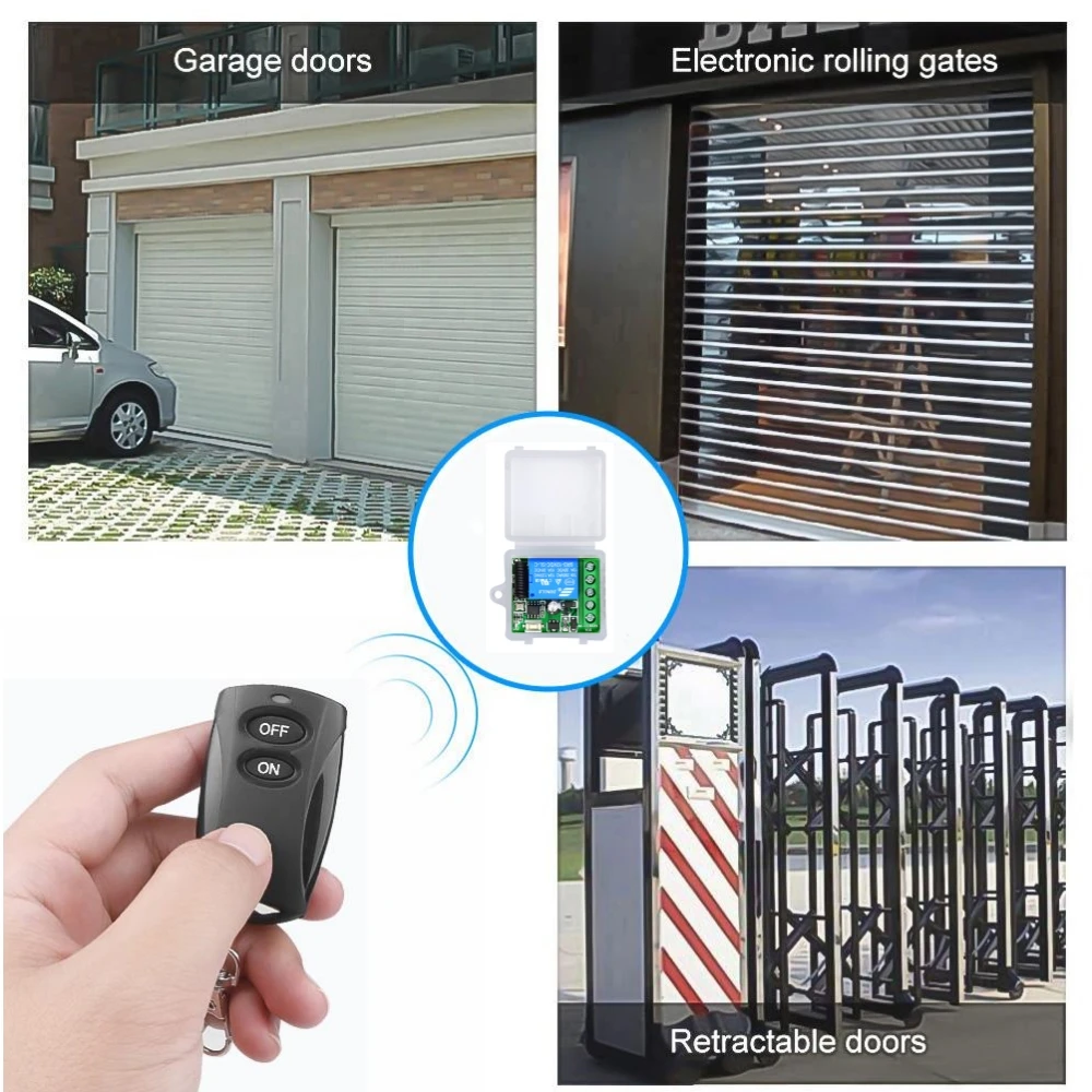 433Mhz Smart Switch Universal Gate Remote DC 12V 10A Relay Receiver Module RF Transmitter DIY for Garage Door LED Lighting