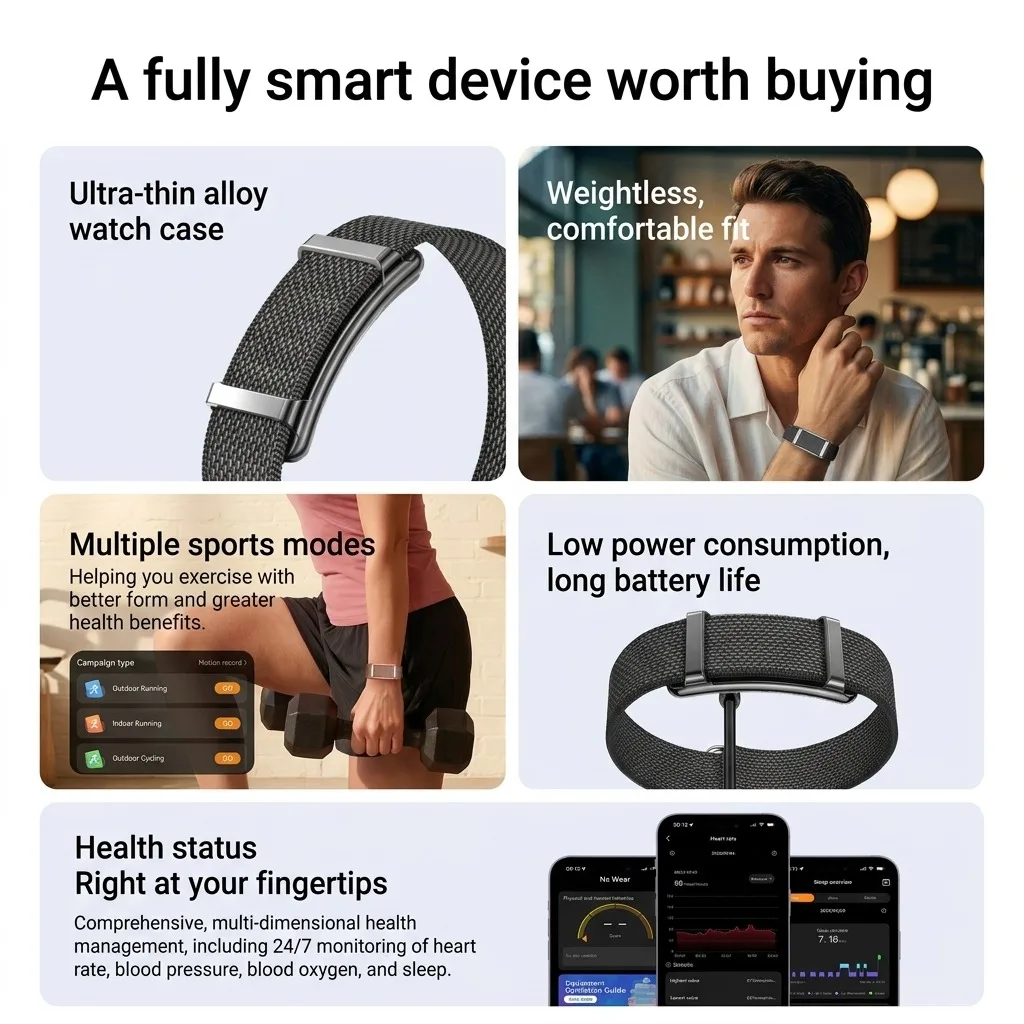 VWAR Air Pro No Screen Smart Band Sports Outdoor Fitness Tracker Heart Rate Monitor 10ATM Waterproof Smart Watch For Men Women