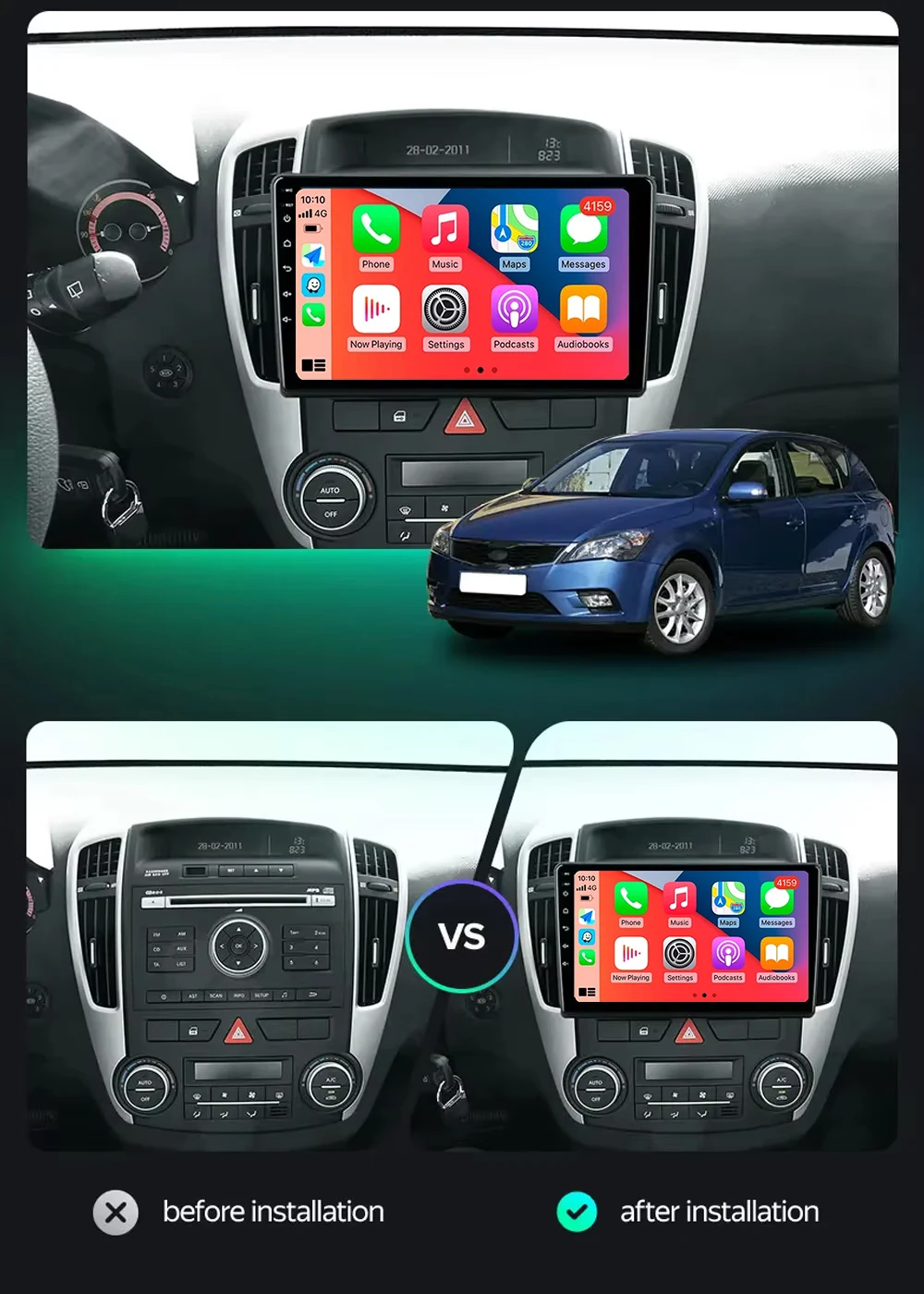 Android 14 Carplay Auto For Kia Ceed ED 2006 - 2012 Car Radio Multimedia Video Player Navigation GPS  No 2Din 2 Din DVD DSP 4G