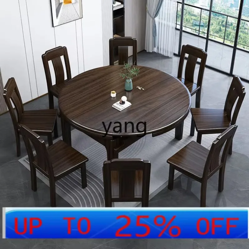 LMM all solid wood dining table light luxury modern Chinese simple household square and round dual-purpose folding table