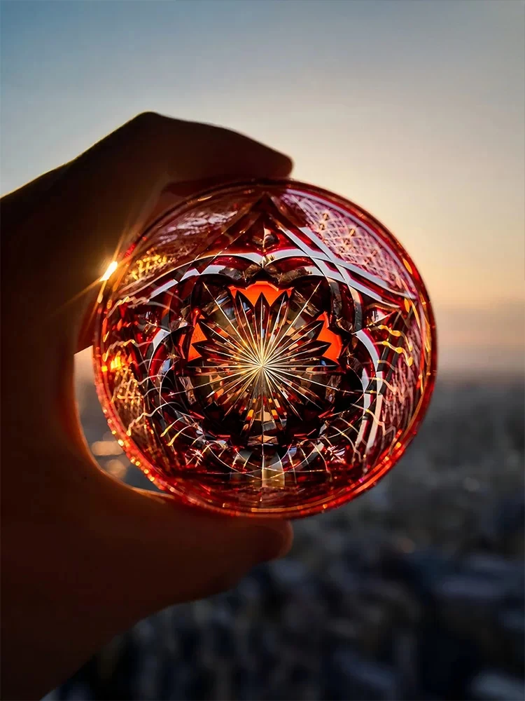 PYH Modern Light Luxury Premium Sense Gold Powder Starfish Dawn Blue Daisy Whiskey Glass High-end Gift Gift