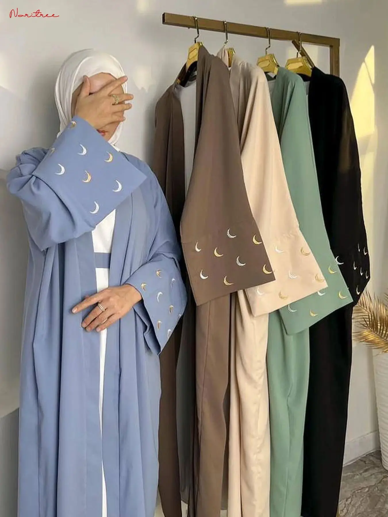 

Fashion Embroidery Kimono Oversized Muslim Robe abaya syari female full length Silky Muslim abaya Worship Service abayas wy2016