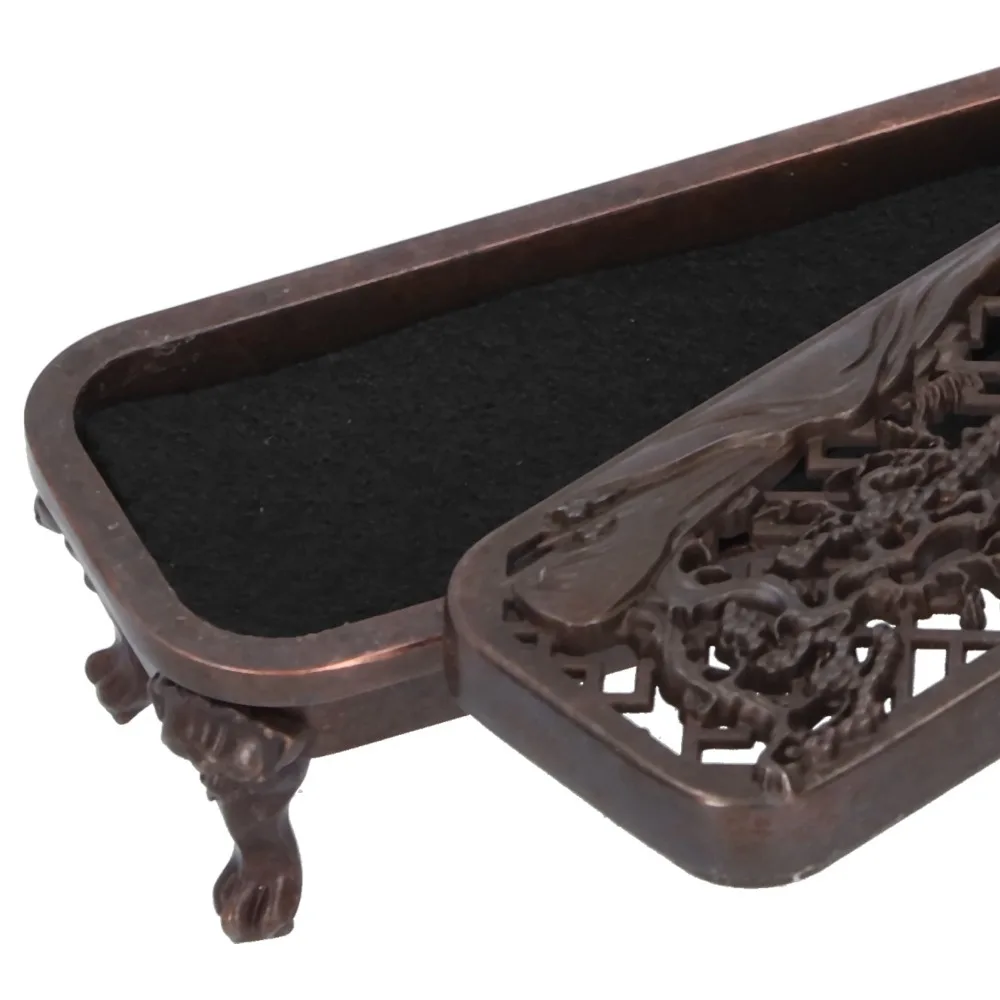 3pcs Brass Alloy Incense Burner Box Spill-Proof Antique Incense Ash Catcher Ash Control Reclining Incense Holder Tea Ceremony