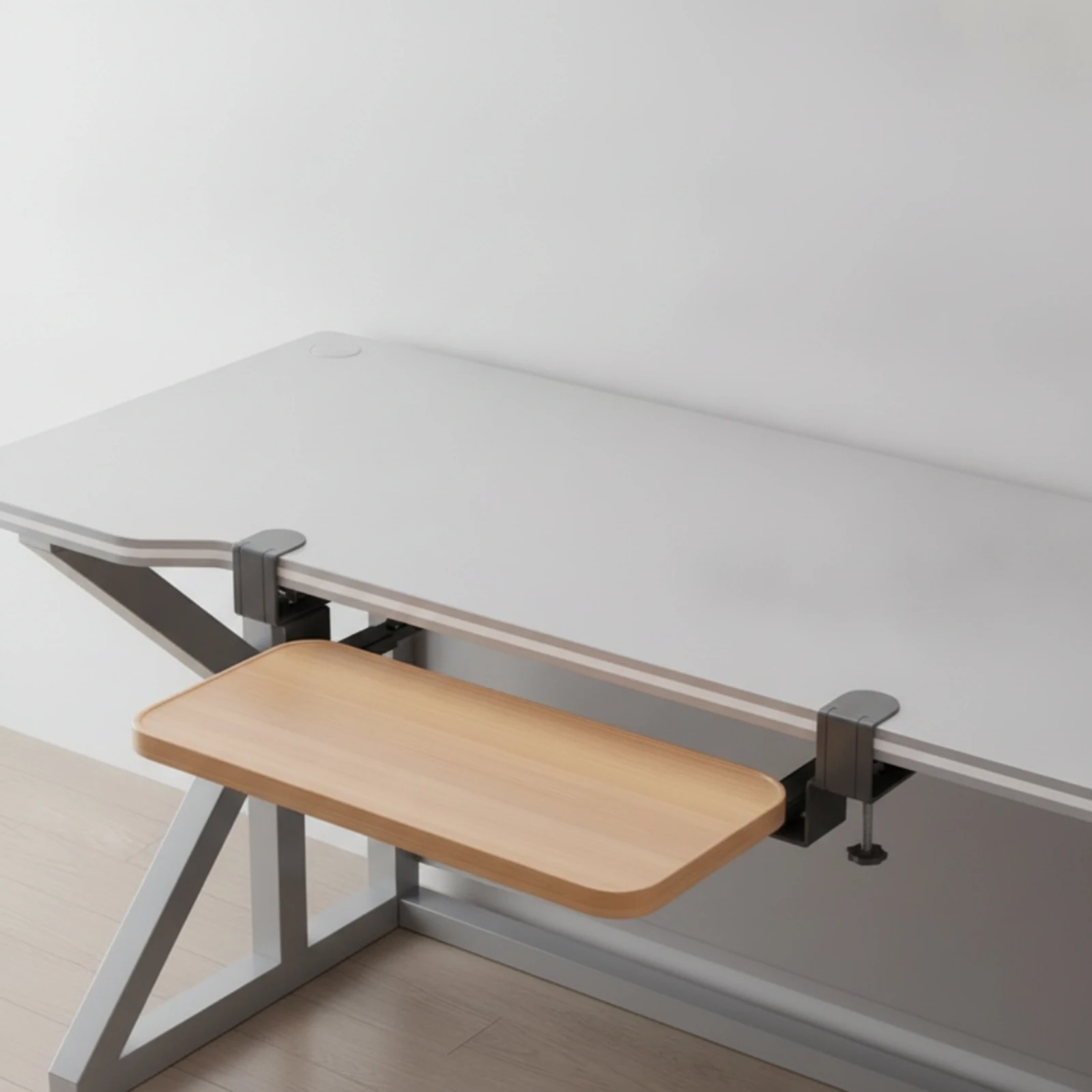 Space Saving Pull Out Keyboard Drawer Clamp on Mount Smooth Under Desk Platform for Ergonomic Posture at Home Office