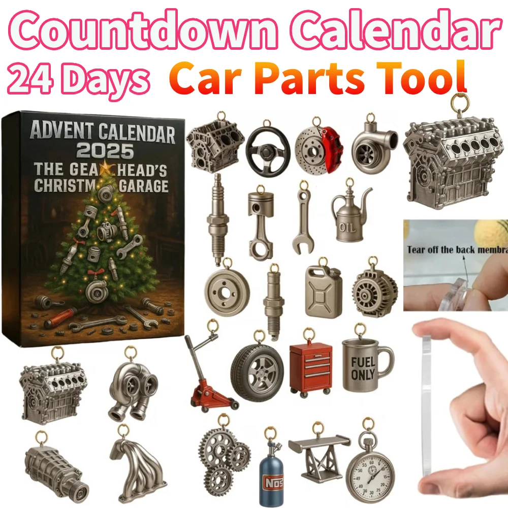 

Акриловый рождественский гараж Gearhead, адвент-календарь на 2025 год, рождественское украшение, 24-дневная подарочная коробка, автозапчасти, инструмент, коробка на Хэллоуин