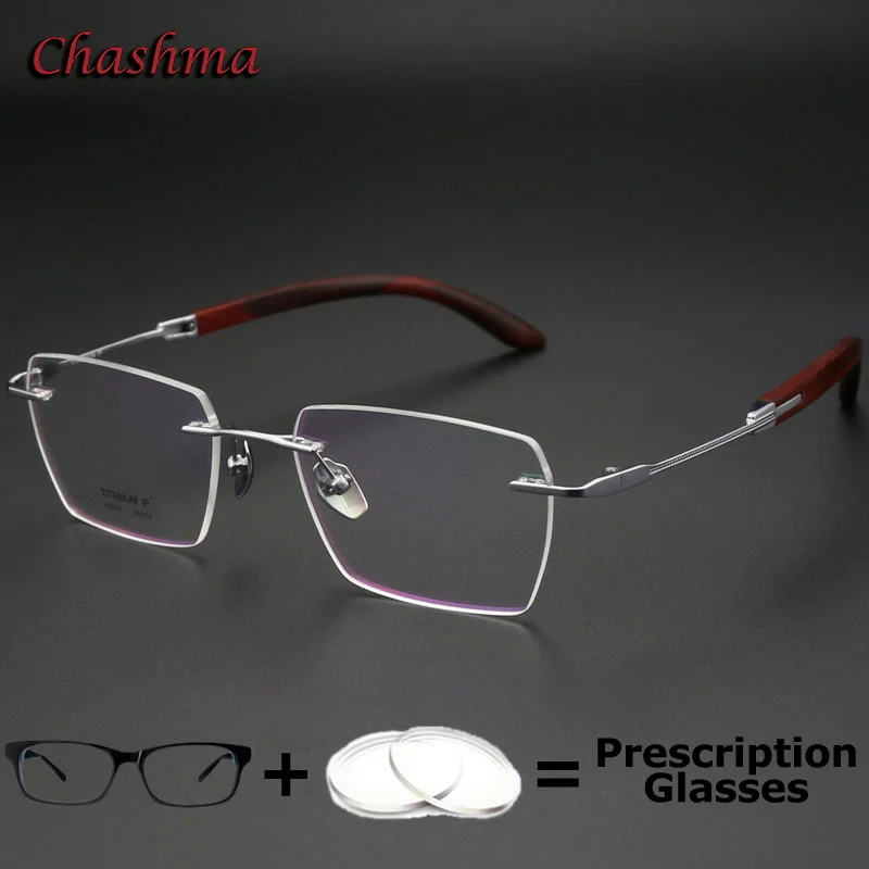 

Ultra Light Eyeglasses Titanium Rose Wood Myopia Glasses Frame Super Quality Men Multifocal Progressive Lens Rimless Glasses