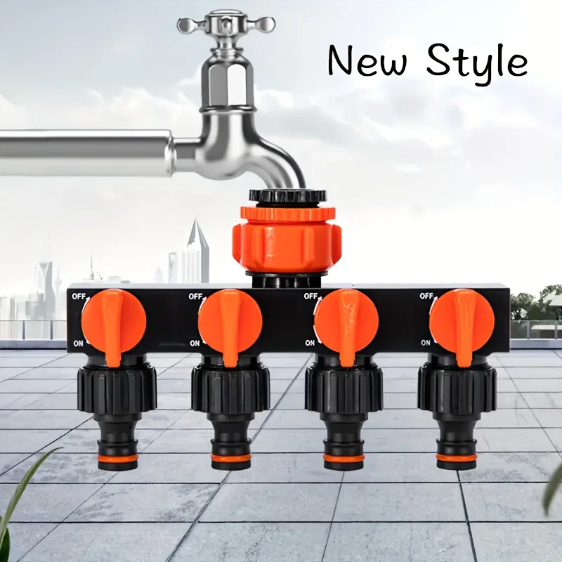 Garden Hose Pipe Splitter 4-Way Faucet Diverter Tap Hose Connector Splitter Four Independent Switches For Home Lawn Irrigation