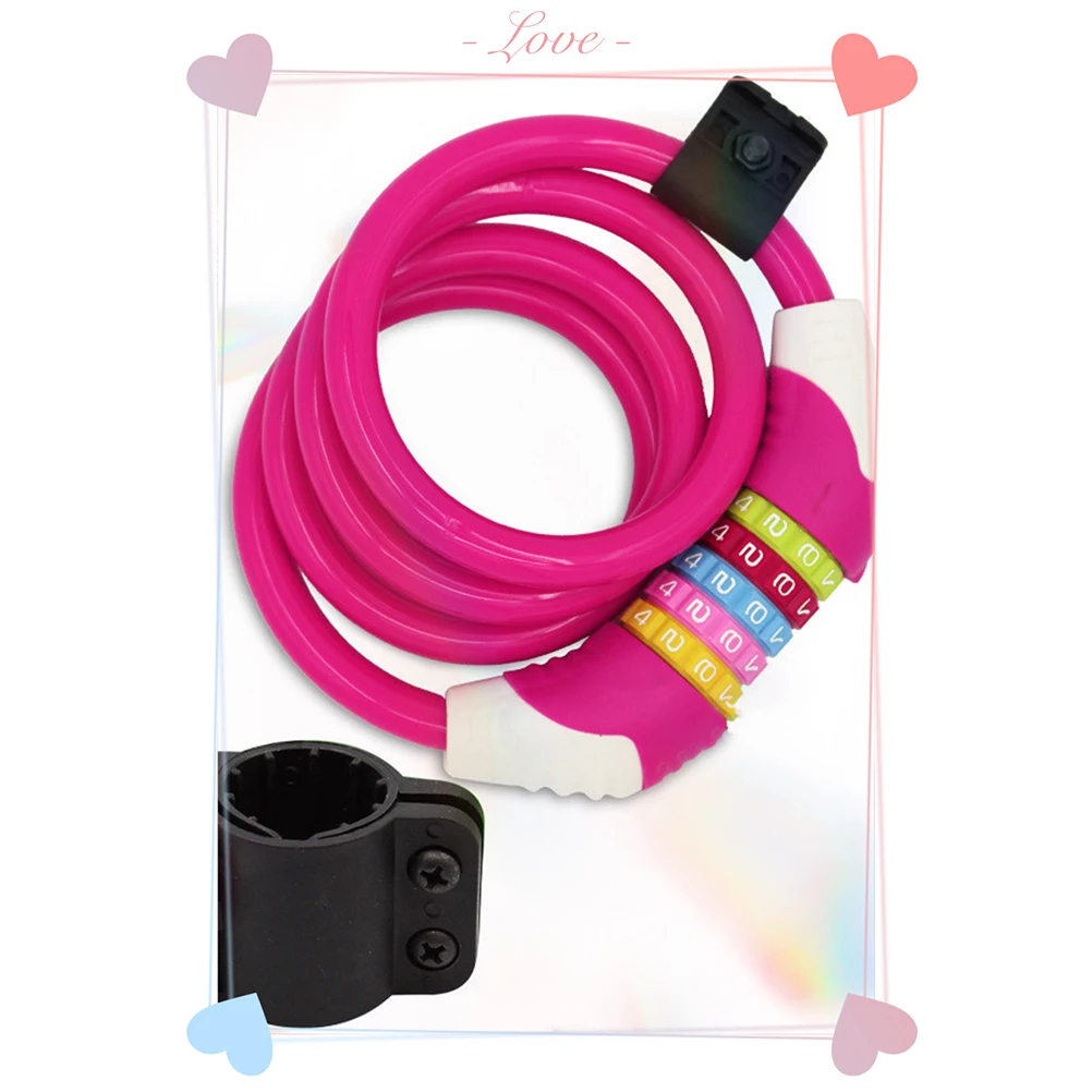 

Password Lock Anti-Theft Steel Wire Bike Spiral Cable Heavy Duty 5 Code Lock for Bikes Tools Confidential Easy Carry
