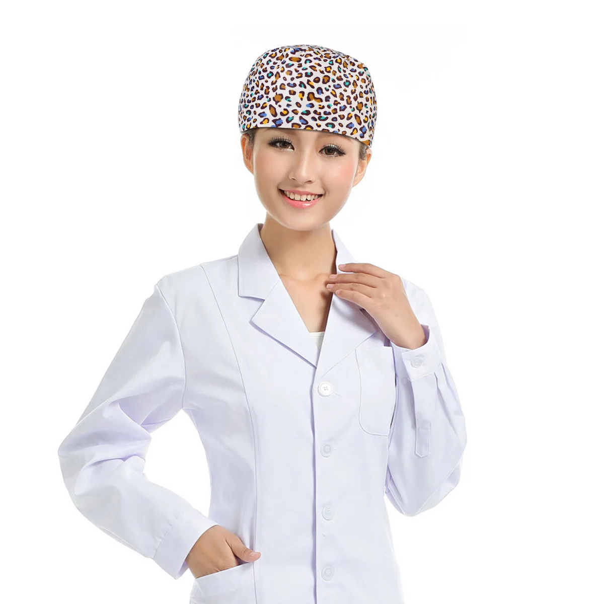 

Heart Print Cotton Nurse Cap Adjustable Lace-Up Breathable Dust-Proof Doctor Worker Beauty Sanitary Hat Hospital Beauty Spa