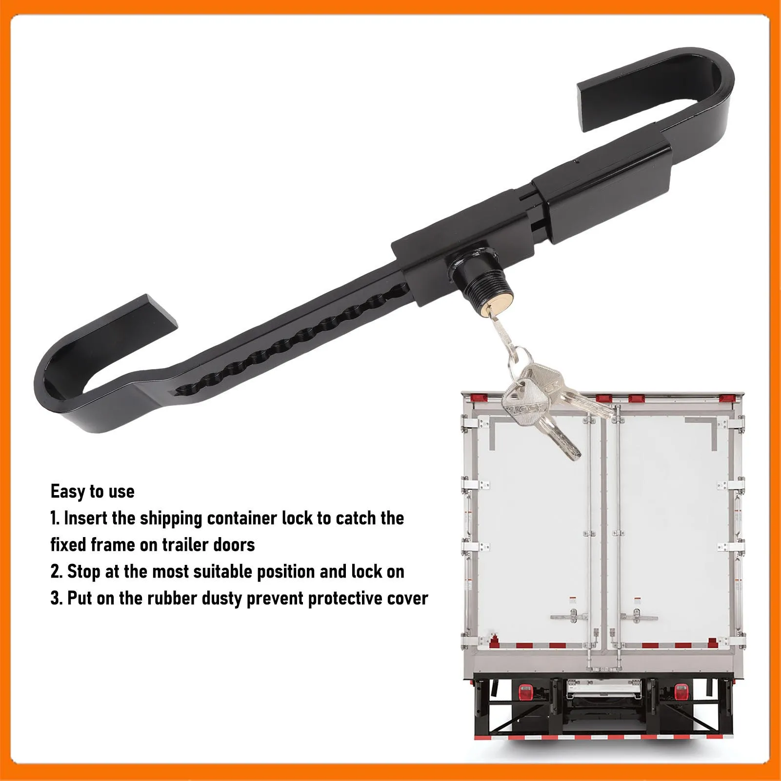 Shipping Container Lock 9-18 Inch Adjustable Metal Cargo Door Lock with 3 Keys for Trailer Truck Construction Site Cargo Lock