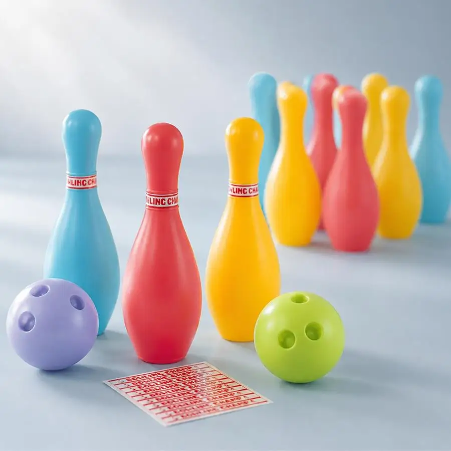 1/2set Plastic Bowling Playset, Complete Game Kit with Multiple Pins and Balls, Interactive Sport Supplies for Backyard Play XJM