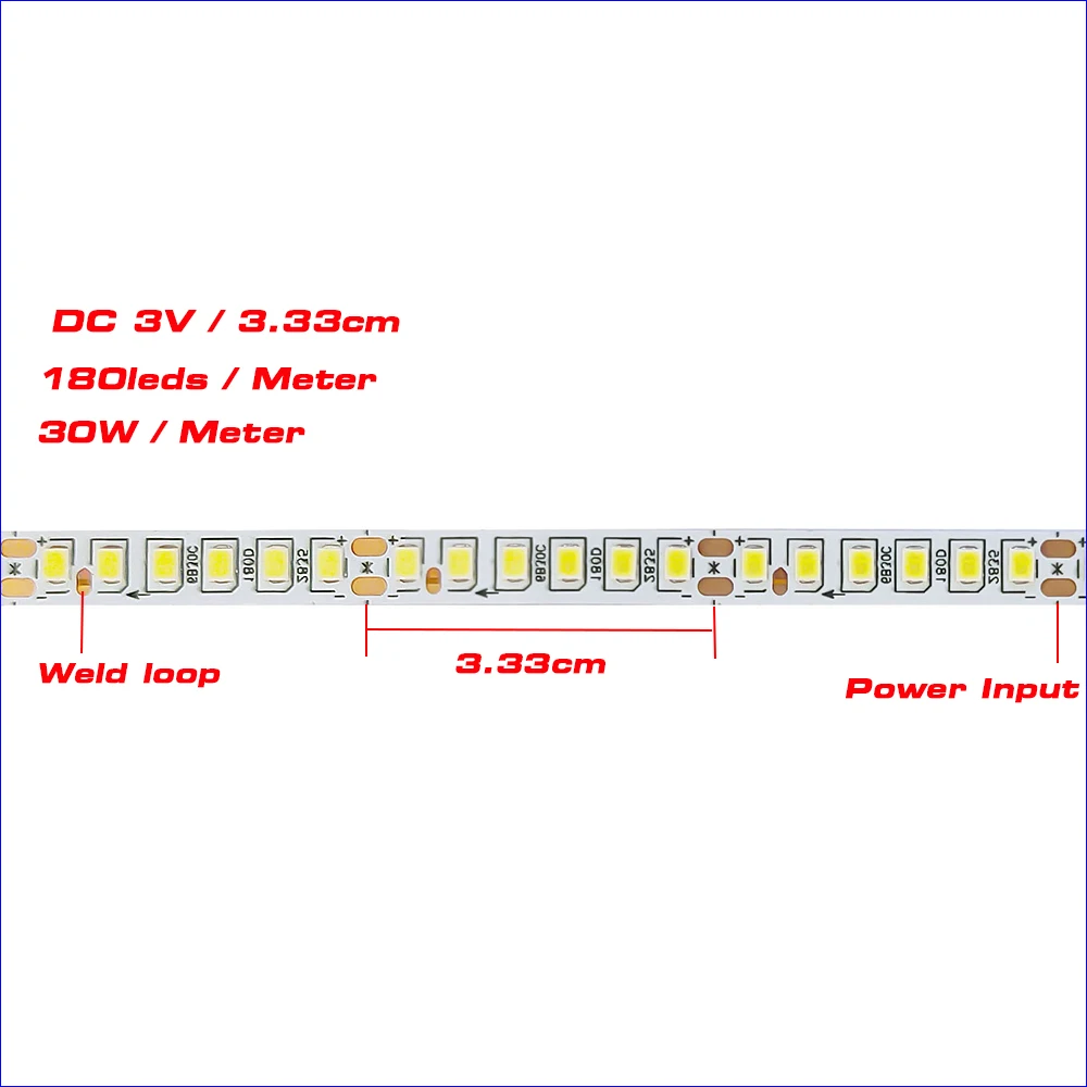 5 Meters SMD2835 strip 7MM-6B30C 180LEDs 30W/M constant current LED ribbon single color 3000K 4000K 6000K flexible LED belt .