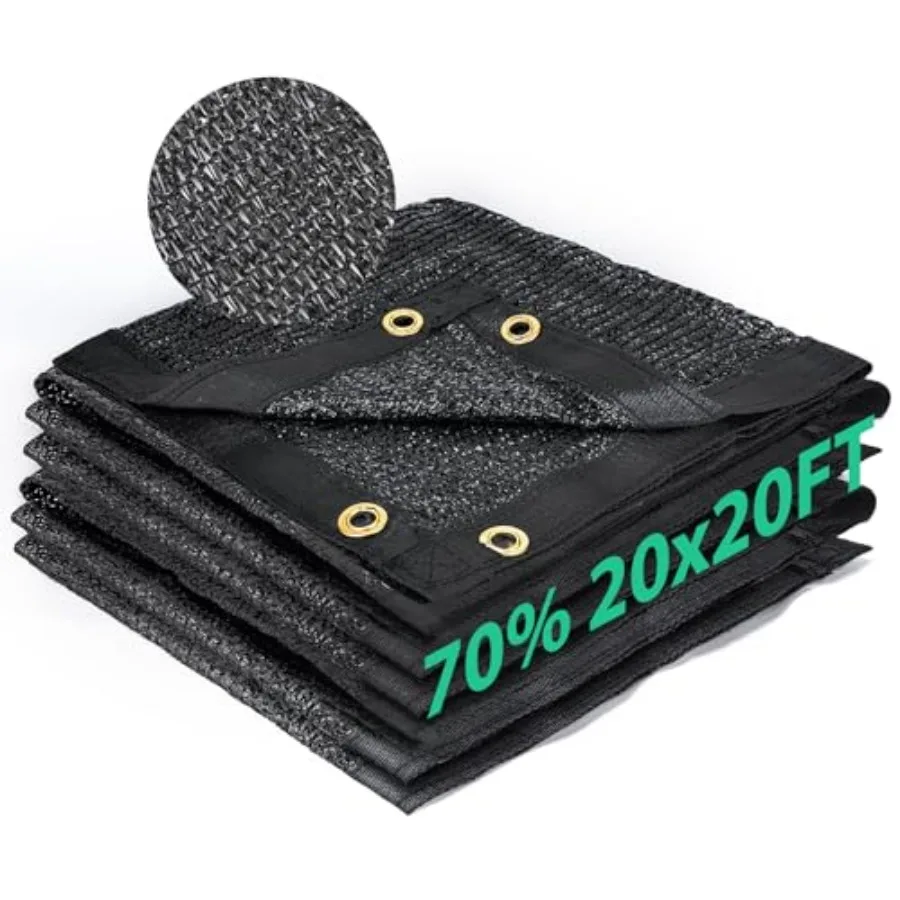 

70% Shade Cloth 20x20 Feet, Breathable HDPE Mesh Sun Shade Tarp for Garden and Greenhouse, UV Resistant Outdoor Shade Fabric wi