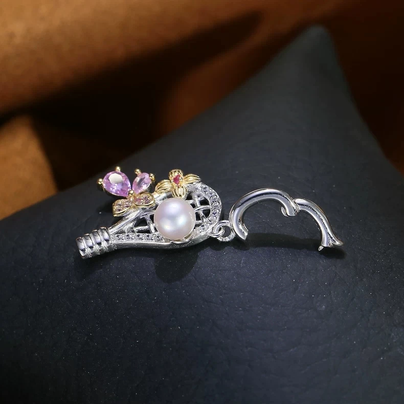 Wholesale S925 Sterling Silver Pendant Mounts Base Findings Settings Mountings Jewelry Fittings for 4-5mm Pearls 3pcs/lot