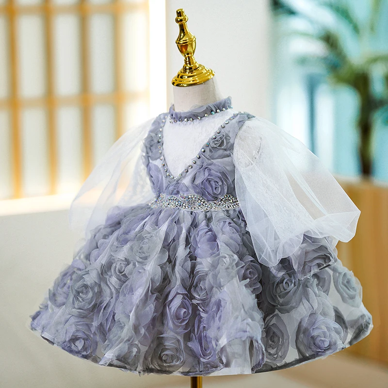 2023 Evening Wedding Kids Formal Occasion Dress Elegant Luxury Ball Gown for Little Girl Birthday Party Pageant Dresses Children