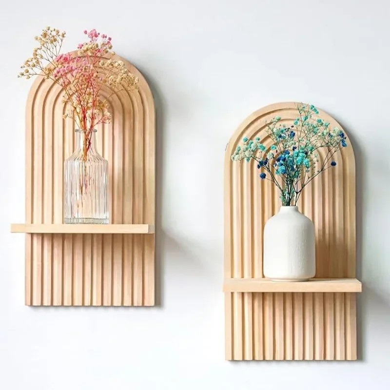 

Boho Wooden Floating Wall Shelves for Living Room, Bathroom, Bedroom, Office, Nursery