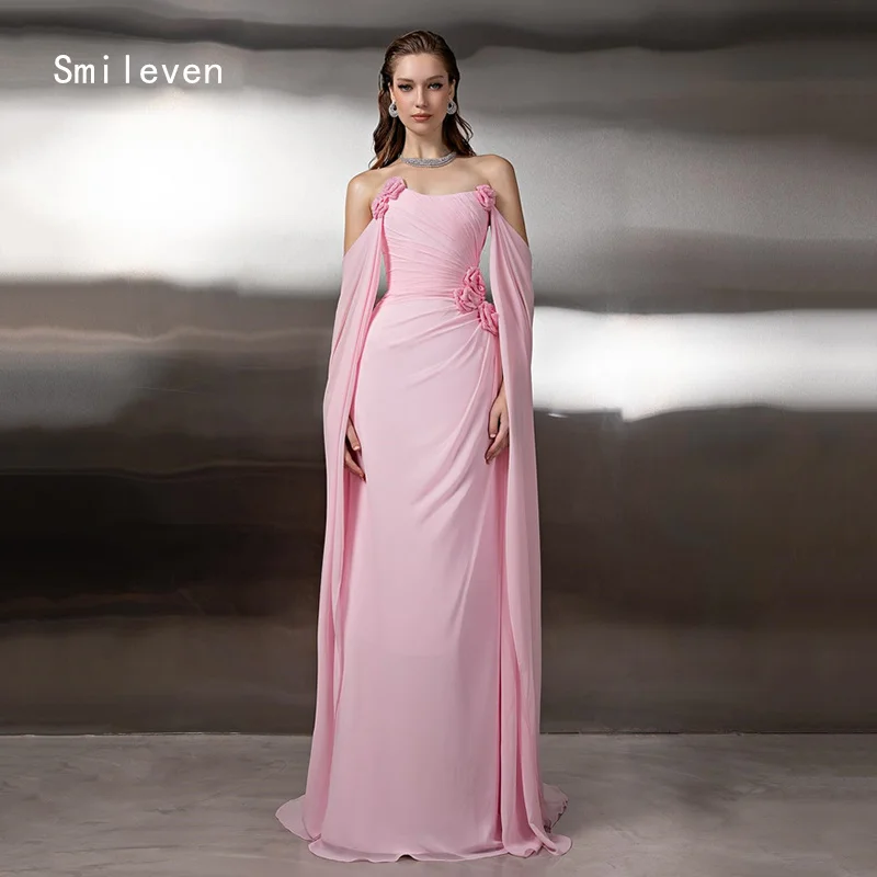 

Smileven Mermaid 3D Flowers Prom Dress Strapless Evening Gowns Fasional Pink Occasion Dress Customized 2026