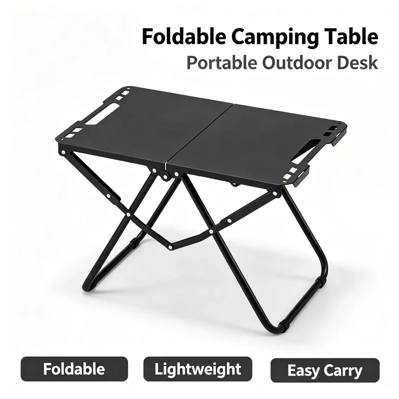 Folding outdoor camping table, portable picnic table, foldable compact travel, camping, and picnic table