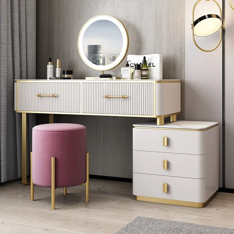 

Luxury Makeup Dressing Table Minimalist Container Drawer Mirror Coffee Storage Dressers White Meuble De Chambre Modern Furniture